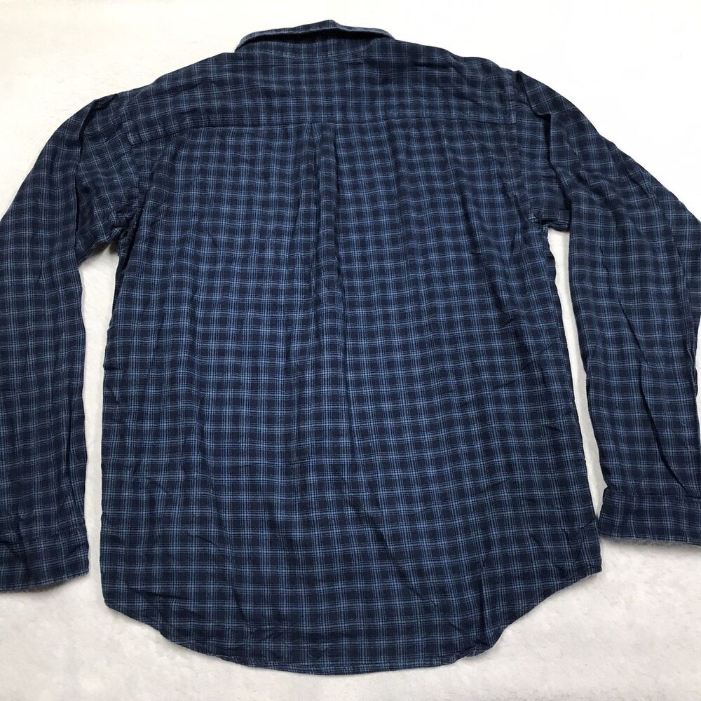 PATAGONIA Fjord Flannel Shirt Men L Blue Plaid GORP Organic Cotton Preppy - Picture 2 of 13